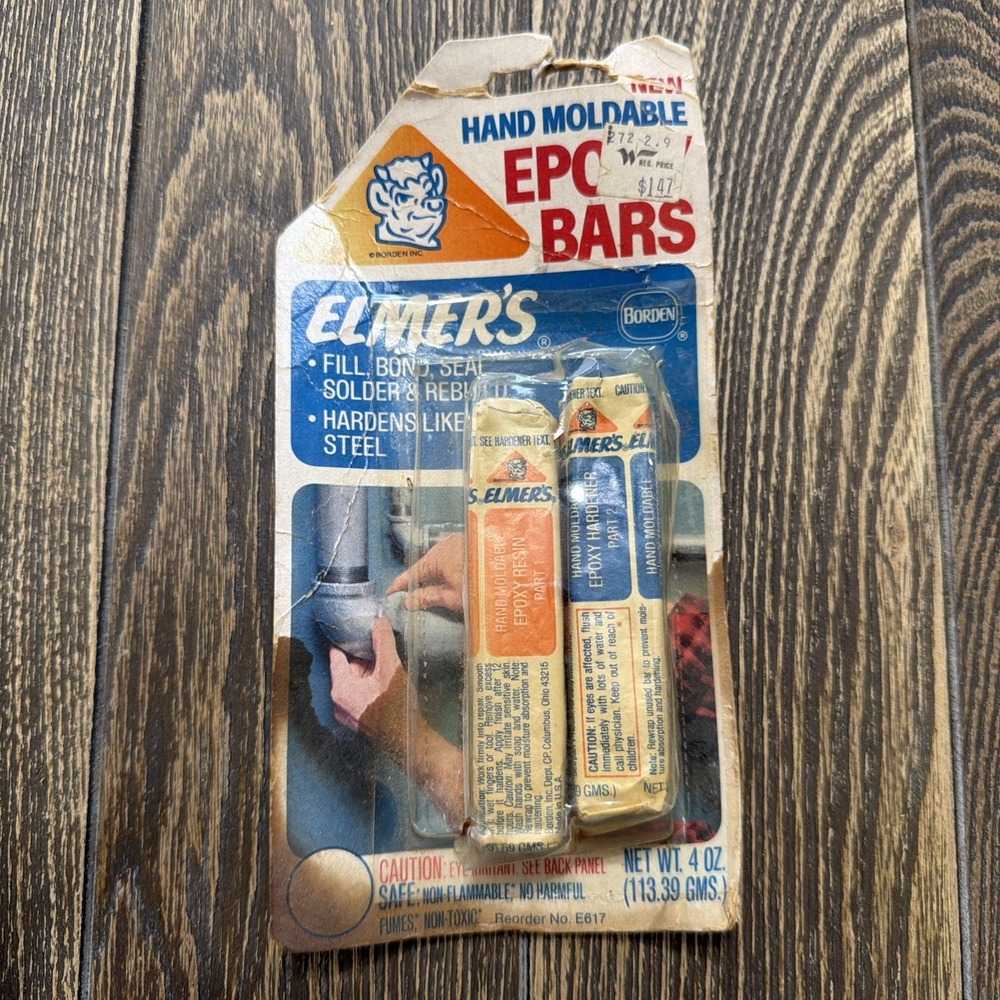 Vintage Elmer's Hand Moldable Epoxy Bar  in Original Package 1976